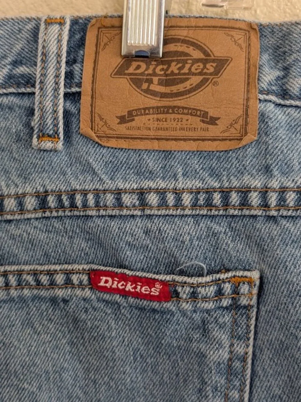 Men’s Shorts - Vintage Dickies Men’s Distressed Denim Workwear Utility shorts
